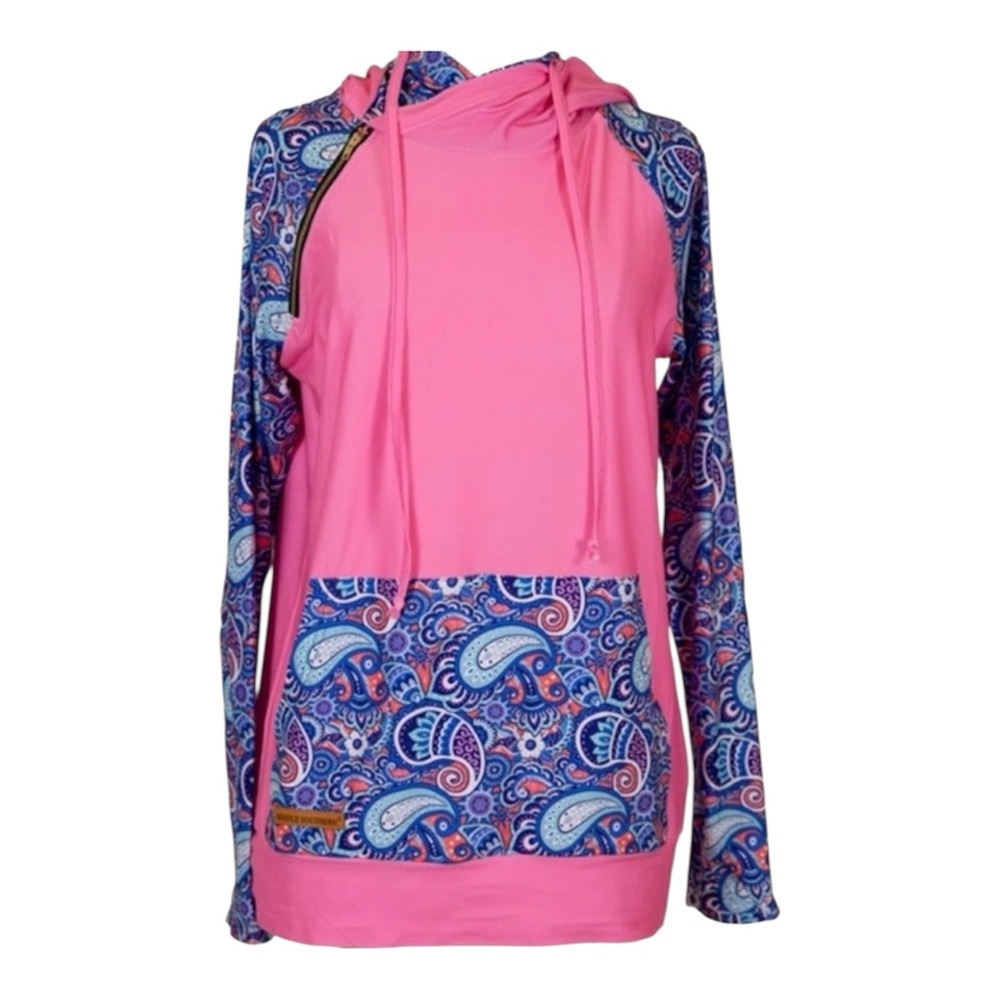 Simply Southern Pink Paisley Hoodie Pullover Women's XL - Picture 2 of 3